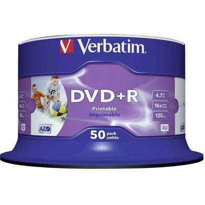 Verbatim 43512 DVD+R Rohling 4.7 GB 50 St. Spindel Bedruckbar