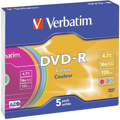 Verbatim 43557 DVD-R Rohling 4.7 GB 5 St. Slimcase Farbig