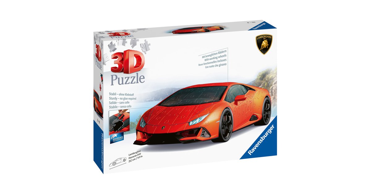 Ravensburger 3DPuzzle Huracan Evo, mit drehbaren Rädern; Made in Europe, FSC