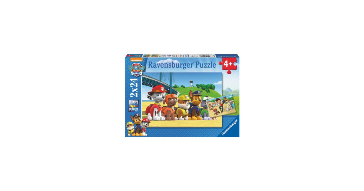 Ravensburger Puzzle 2 x 24 Teile, Paw Patrol: Heldenhafte Hunde
