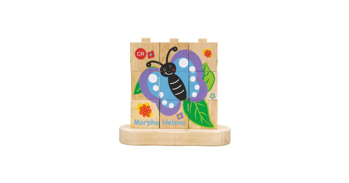 EverEarth Schmetterling Steckspiel – Aus Holz, 10 Bunte Formen, Für Feinmotorik & Farben