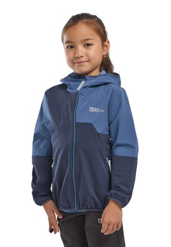 Jack Wolfskin Turbulence Hooded Jacket Kids Softshelljacke Kinder 116 blue night blue