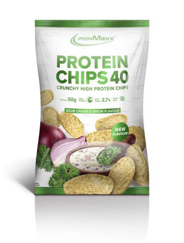 Ironmaxx Protein Chips 40, 50g, Sour Cream & Onion Flavour