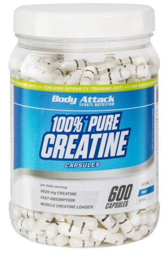 Body Attack 100 Pure Creatine, 600 Caps