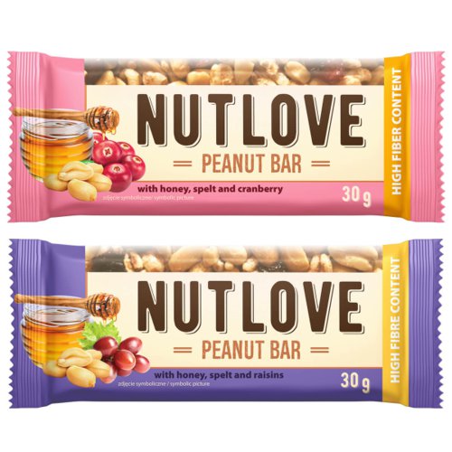All Nutrition Nutlove Peanut Bar, 30g, Honey & Cranberry