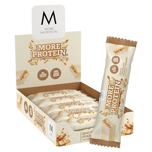 More Nutrition Protein Bar Riegel, 10 x 50g, White Chocolate Peanut Caramel