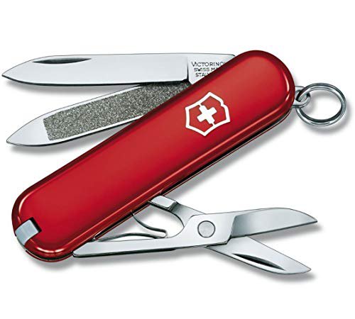 Victorinox Classic Klein Taschenmesser, 7 Funktionen, Schere, Nagelfeile, rot