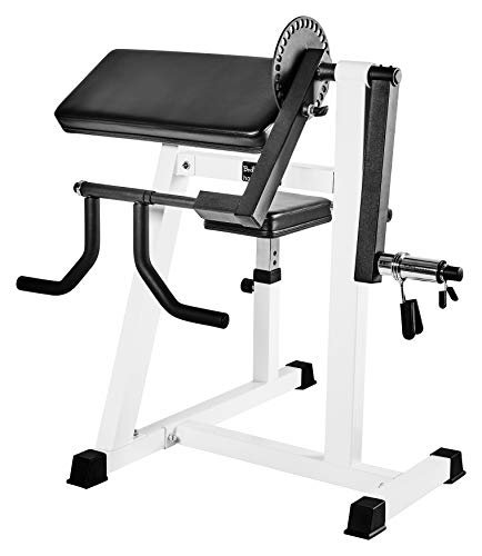 Bad Company Bizeps/Trizeps Curl Maschine mit Hantel-Ablage für bis zu 80 Kg Hantelscheiben 30/31 und 50/51 mm I BCA-21