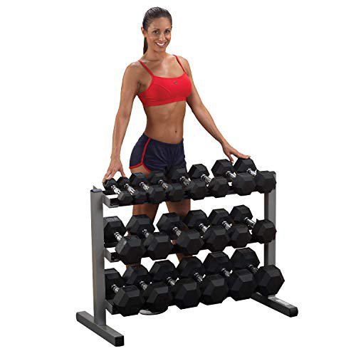 Body-Solid BODY-SOLID GDR-363 All in One Kurzhantelständer Hantelablage Hexhantelablage Dumbbell Rack, 3 Ablagebleche