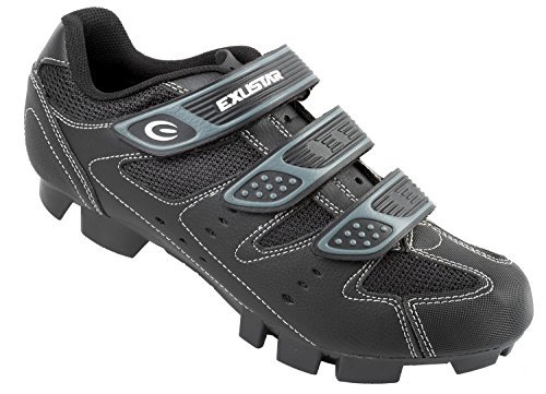 Exustar Unisex MTB Fahrrad Schuhe, Schwarz/Silber, 40 EU (6.5 UK)