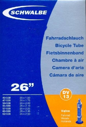 Schwalbe SCHWALBE Fahrradschlauch DV13 mit Blitzventil ~ 26" ~ 40/62-559 mm (26 x 1,50 - 2,50 Zoll) auch für MTB's + Leichtmofas