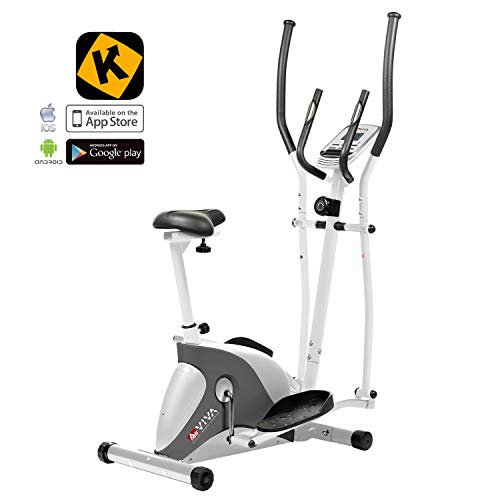 AsVIVA C16 2in1 Cardio Elliptical Crosstrainer und Heimtrainer mit 12kg Schwungmasse, Bluetooth Computer mit App Nutzung mit 8 Widerstandsstufen und flüsterleisem Riemenantrieb (Weiß)