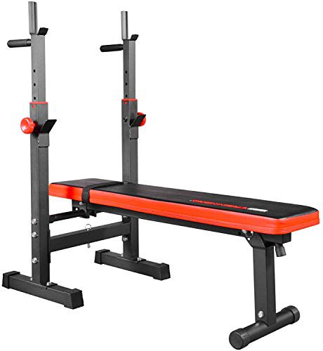 Train Hard TrainHard® Multifunktion Hantelbank Drückerbank mit Hantelablage klappbar - schwarz/rot