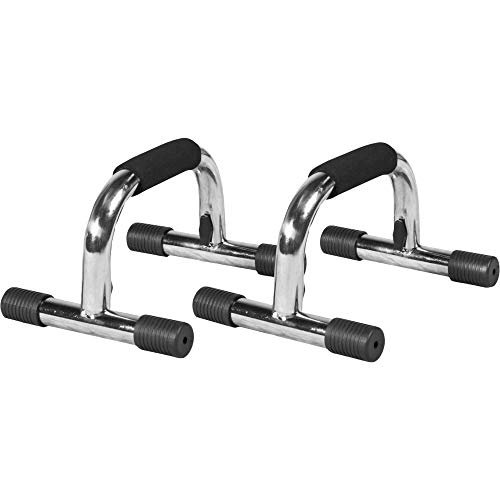 GORILLA SPORTS ® Liegestützgriffe 2er Set Chrom H-Form – Push-Up Stand Bar rutschfest mit Schaumpolster