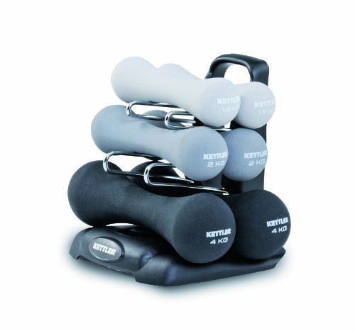 Kettler Unisex – Erwachsene Neopren Hantel Set Mit Ablageständer, Hellgrau/Grau/Schwarz, Nicht zutreffend