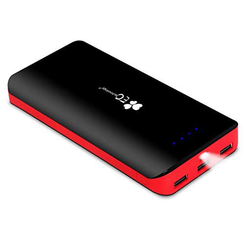 EC Technology Powerbank 22400 mAh Externer Akku mit 3 USB, Auto IC Ausgangen Hohe Kapazitat Eingang Port Tragbar Power Bank kompatibel mit Smartphones und andere Tablet Schwarz/Rot