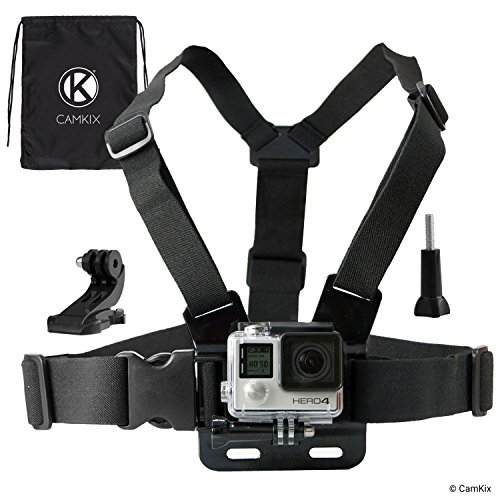 CAMKIX CamKix Einstellbarer Brustgurt Halterung kompatibel mit GoPro Hero5, Hero4, Hero3 +, Hero3, Hero2 und Hero Kamera - Ebenfalls enthalten: 1x J-Haken, 1x Stativschraube, 1x CamKix Kordelzugtasche