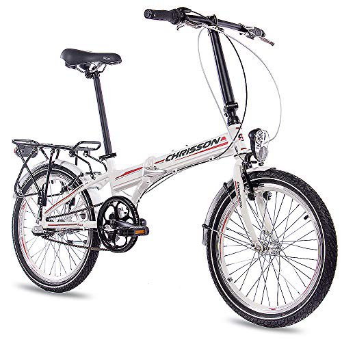CHRISSON 20 Zoll Faltrad Klapprad - Foldrider 2.0 Weiss - Faltfahrrad für Herren und Damen - 20 Zoll klappbares Fahrrad mit 3 Gang Shimano Nexus Nabenschaltung - Folding City Bike