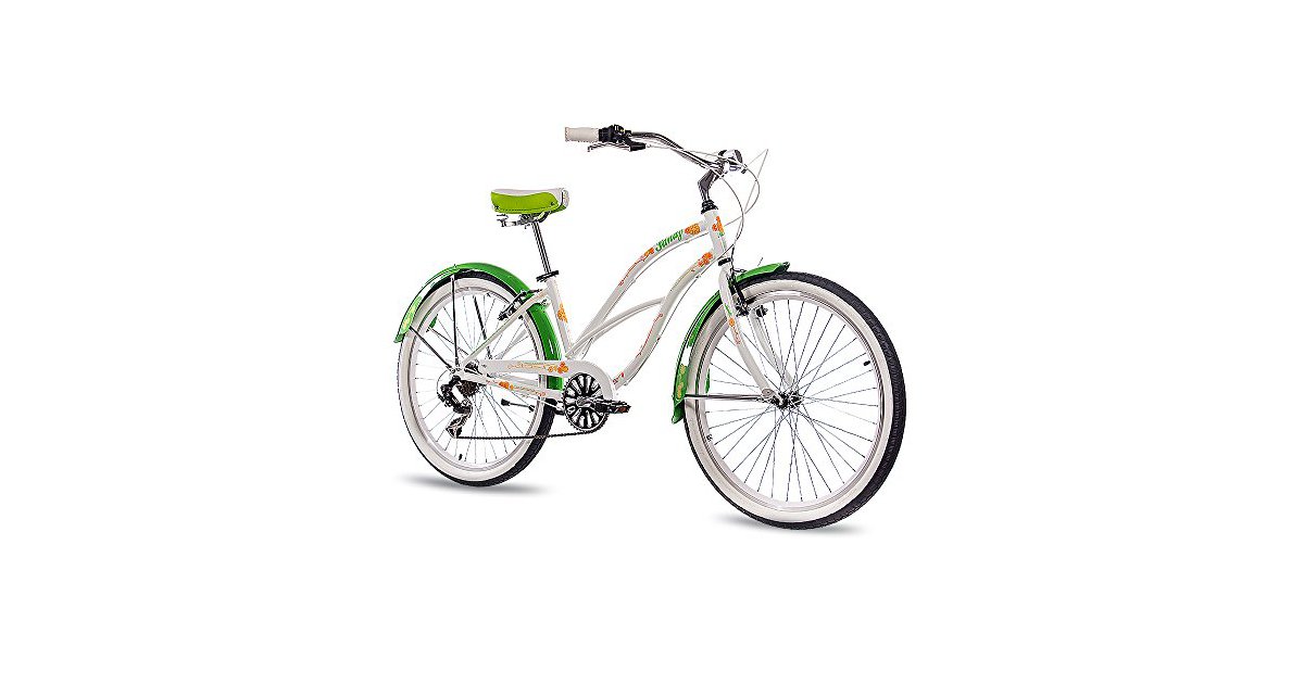 CHRISSON 26 Zoll Beachcruiser Sandy Weiss grün mit 6 Gang Shimano ...