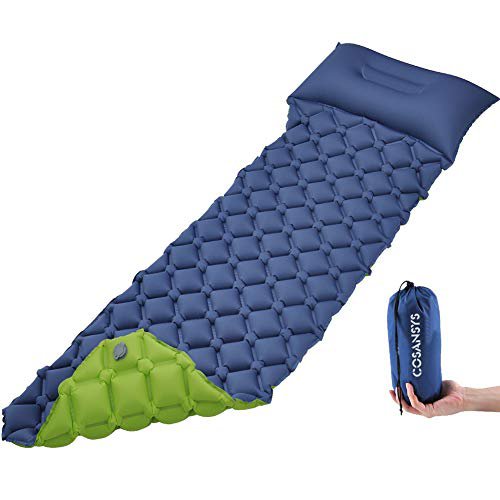 COSANSYS Isomatte Ultraleichte Schlafmatte Aufblasbare Faltbar Luftmatratze Matratzen wasserdichte Camping Isomatte Trekking mit Kopfkissen, Campingmatte für Innen,Outdoor,Camping, Reise