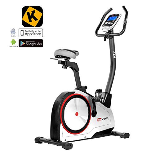 AsVIVA H17 Heimtrainer Ergometer Cardio, App-Bluetooth, Generator System, 15 kg Schwungmasse inkl. Multifunktionscomputer, 24 elektronische Stufen, Tablet und Smartphone Halterung, Pulsempfänger