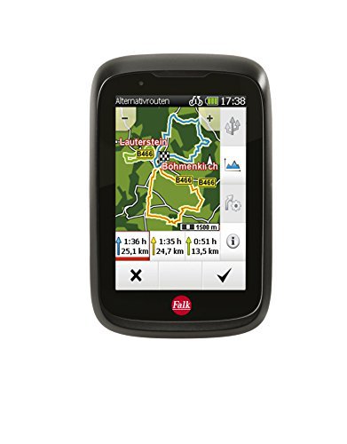 Falk Fahrrad GPS-Navigationsgerät Tiger Geo, kapazitiver Touchscreen, 25 Länder, integrierte Fahrradhalterung gerät, Schwarz/Rot, OneSize
