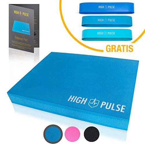 High Pulse® XXL Balance Pad inkl. 3X Fitnessbänder + Poster – Balancekissen für EIN verbessertes Gleichgewicht, Koordination und Stabilität (Blau)