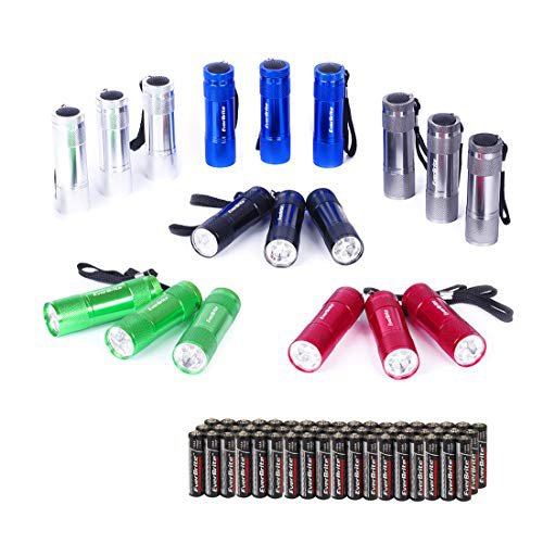 EVERBRITE EverBrite 18er Mini Aluminium LED Taschenlampe Set mit Umhängeband