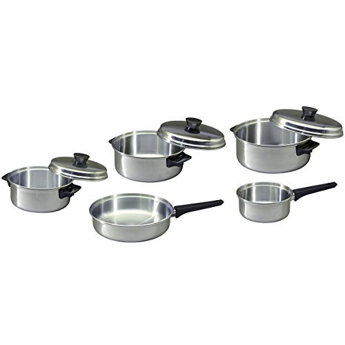 Siehe Beschreibung Kochtopf Set 8 teilig aus Edelstahl für 4 Personen. Töpfe, Edelstahldeckel und Pfanne mit Kunststoff Griffen. Geeignet für alle Kocher aller Art. Camping Kochgeschirr für Reisen, Urlaub im Wohnmobil