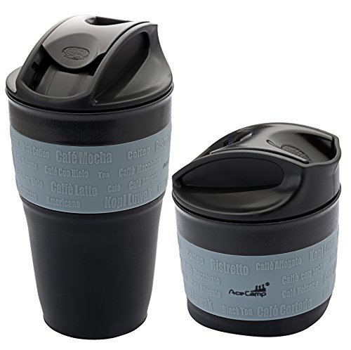 AceCamp Faltbarer Kaffeebecher Coffee to go Becher wiederverwendbar komprimierbar auslaufsicher mit Deckel, 355ml, 1539