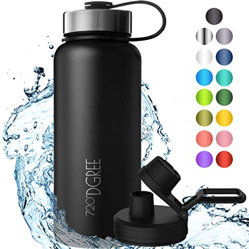 720°DGREE Edelstahl Trinkflasche “noLimit” – 950ml - Auslaufsicher, Kohlensäure geeignet, BPA-Frei - Isolierflasche mit Schraubverschluss für Sport, Fitness, Outdoor +Gratis Sportdeckel