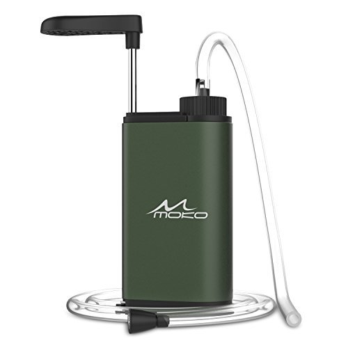 MoKo Wasserfilter Outdoor - Portable Notfall-Personal Camping Wasser Filter Tischwasserfilter mit Starterpaket inklusive Kartuschen für Reise Outdoor-Aktivität, Armee Grün