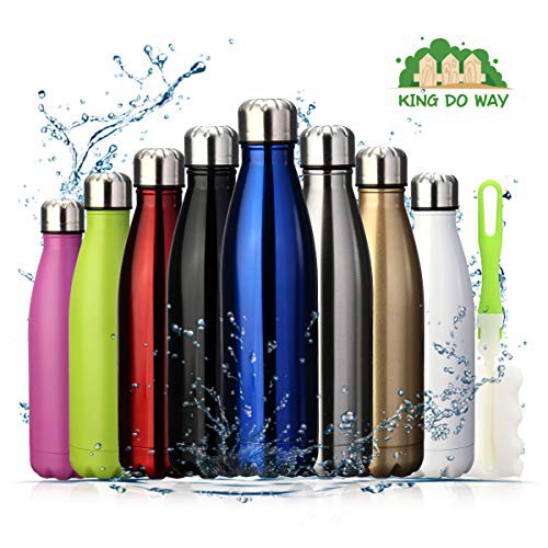 king do way Doppelwandige Edelstahl Trinkflasche Isolierflasche, 500ml BPA Frei Thermobecher, Thermosflasche Sportflasche Bottle Auslaufsichere Flasche für Sport, Outdoor, Camping, Büro (Lila)