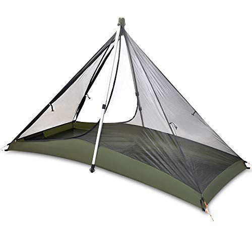 GEERTOP Außenzelt Kuppelzelt Zelt Minipack 20D Ultralight - 210 x 90 x 105 cm (790g) -1 Personen 3 Saison für Camping Wandern Klettern (nicht im Lieferumfang enthalten) (Eisenblau, Außenzelt)