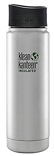 Klean Kanteen Wide Vacuum Insulated mit Cafe Cap 2.0 Trinkflasche, Brushed Stainless, One Size