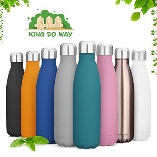 king do way Doppelwandige Edelstahl Trinkflasche Thermosflasche Sportflasche, Trinkflaschen Wasserflasche Reisebecher 500 ml BPA frei für Trinkflasche Kinder, Camping, Wandern, Reisen (Dunkelblau)