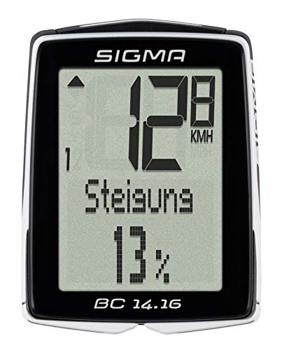 Sigma Sport Fahrrad Computer BC 14.16 STS, 14 Funktionen, Höhenmessung, Kabelloser Farradtacho, Schwarz