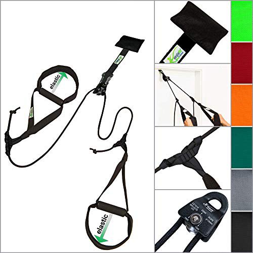 eaglefit  Sling-Trainer Base Elastic, Fitnessgerät, Schlingentrainer inkl. Umlenkrolle und Türanker, Längenverstellung 80-155 cm, Schwarz
