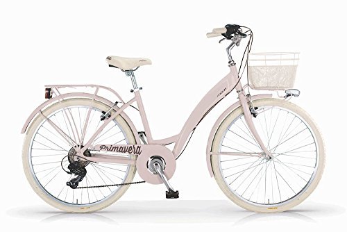 MBM Fahrrad Primavera 2017 Damen, Aluminium-Rahmen, 6-Gang, Fahrradkorb, Zwei Größen und sechs Farben erhältlich (Rosa, H46 (Räder 28 Zoll))