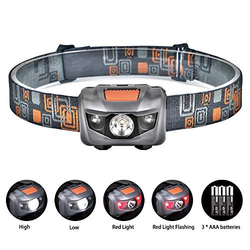 Linkax LED Stirnlampe LED Kopflampe LED Stirnlampen LED Kopflampen Kopfleuchten LED Headlight 4 Lichtmodi für Laufen Joggen Camping Wandern inklusive 3 AAA Batterie