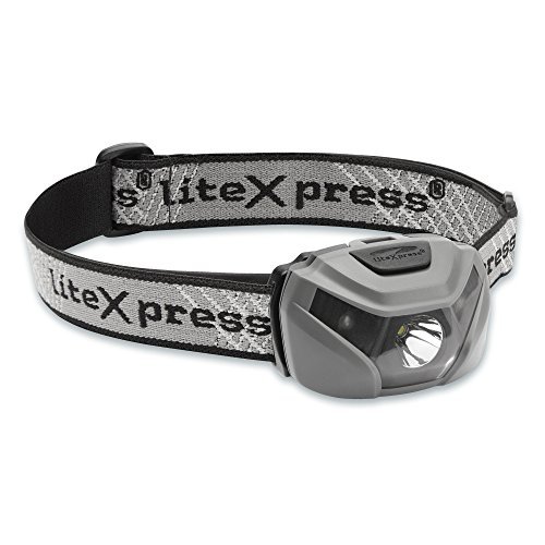 Litexpress liteXpress Competition LX0HLA3AAA, LED Stirnlampe, 3 Watt Hochleistungs-LED 210 Lumen, 2 rote 5mm LEDs, 4 Leuchtmodi, inkl. 3x AAA Batterien