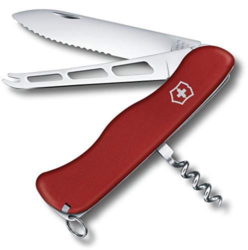 Victorinox Taschenmesser Käsemesser (6 Funktionen, Feststellklinge Wellenschliff, Käseklinge) rot