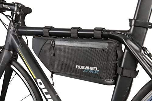 Tofern Rahmentasche Regenschutz Klettverschluss Zur Befestigung Fahrradtasche Mit Reflektorstreifen Lenkertasche, schwarz und dunkelblau