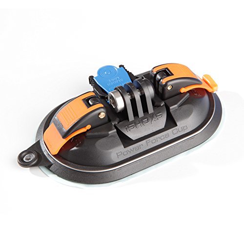 iSHOXS Power Force Cup - Suction-Cup mit neuartiger Doppel-Membran - Saugnapf Halterung passend für GoPro und kompatible Action-Cameras