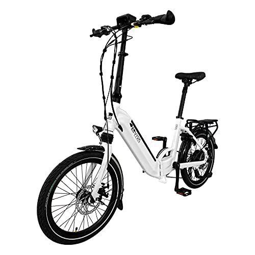 AsVIVA E-Bike  B13 Stadtfalter 20 Zoll, Faltrad (14Ah Samsung Cell Akku), Klapprad, 7 Gang Shimano Kettenschaltung, 250 Watt Bafang Heckmotor, Scheibenbremsen, Farbe: weiß