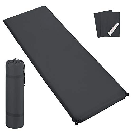 Canyonlands Outdoor Isomatte, selbstaufblasend, ca. 2 m Länge, inkl. Flick Set - selbstaufblasbare Luftmatratze geeignet zum Camping und fürs Zelt mit kleinem Packmaß (grau, 6 cm Polsterdicke)