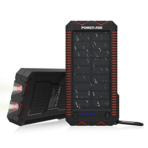 POWERADD Apollo 12000mAh Dual USB Tragbare Solar Ladegerät, Solar Powerbank fachmännisches Outdoor Ladegerät mit Dual LED Leuchte, integrierten Zigarettenanzünder für Partys und Outdoor-Aktivitäten