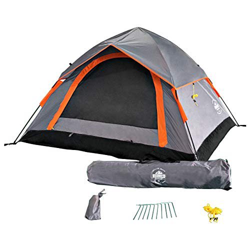 Lumaland Outdoor leichtes Pop Up Wurfzelt 3 Personen Zelt Camping Festival etc. 210 x 190 x 110 cm robust Grau
