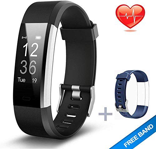Lintelek Fitness Armband Herzfrequenzmesser Fitness Tracker Plus HR Sport Uhr Bracelet Spritzwasser geschützt Smartwatch Schrittzähler GPS Anrufe SMS Nachrichten Smart Armbanduhr
