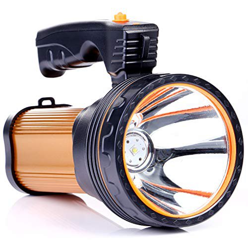 CSNDICE LED Wiederaufladbare Handheld Scheinwerfer Hochleistungs Super Bright 9000 MA 6000 LUMENS CREE Taktische Scheinwerfer Fackel Laterne Taschenlampe (Gold)